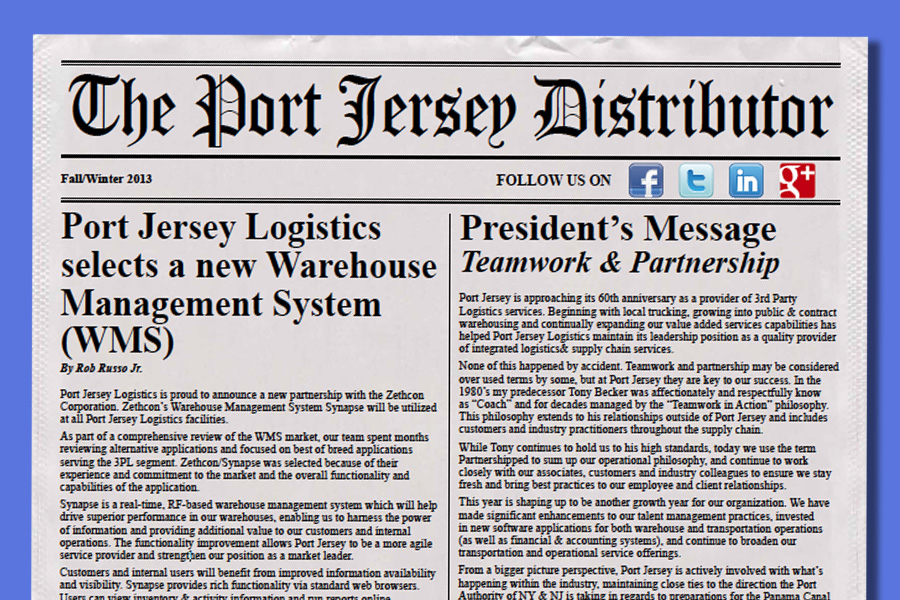 Port Jersey Newsletter – Fall/Winter 2013